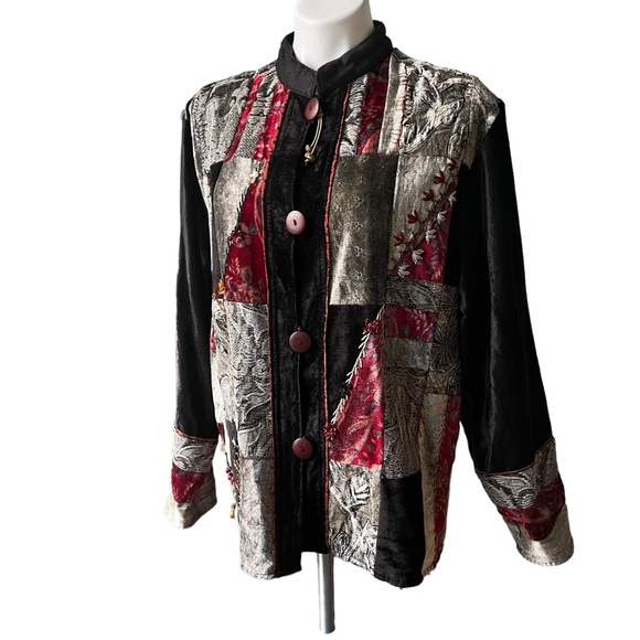 Flashback Deadstock Velvet and Tapestry Mixed Media Patchwork Jacket, Sz L - Picture 5 of 15
